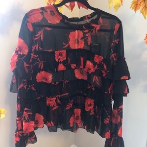 NWT Floral Ruffle Top
